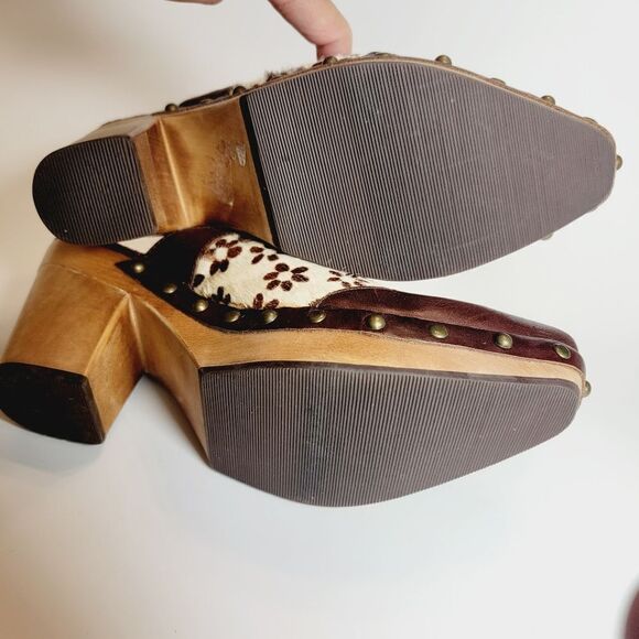 Paris Blues Cowboy Carter Freda Wooden Western Cowgirl Backless Clogs Size 6.5 - Picture 6 of 8